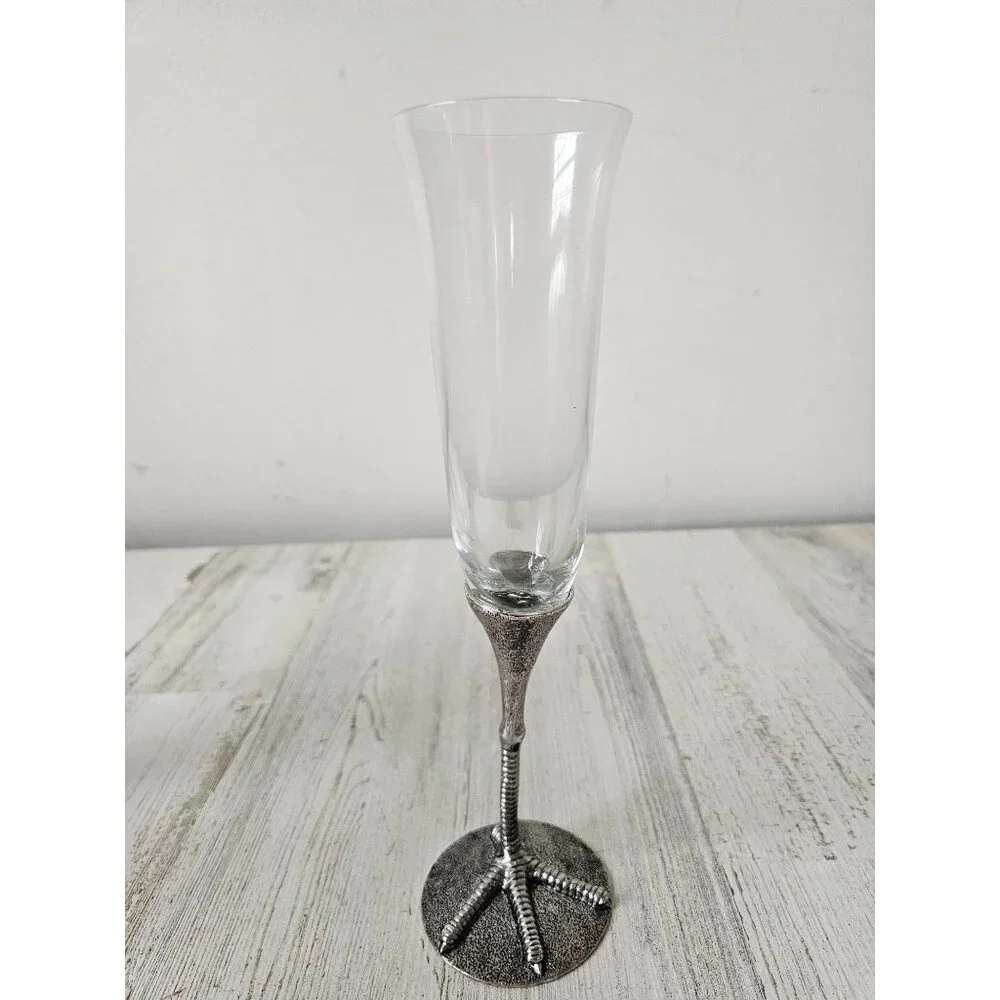 Pottery Barn Crow feet flute stemware wine champagne glass Halloween party decor